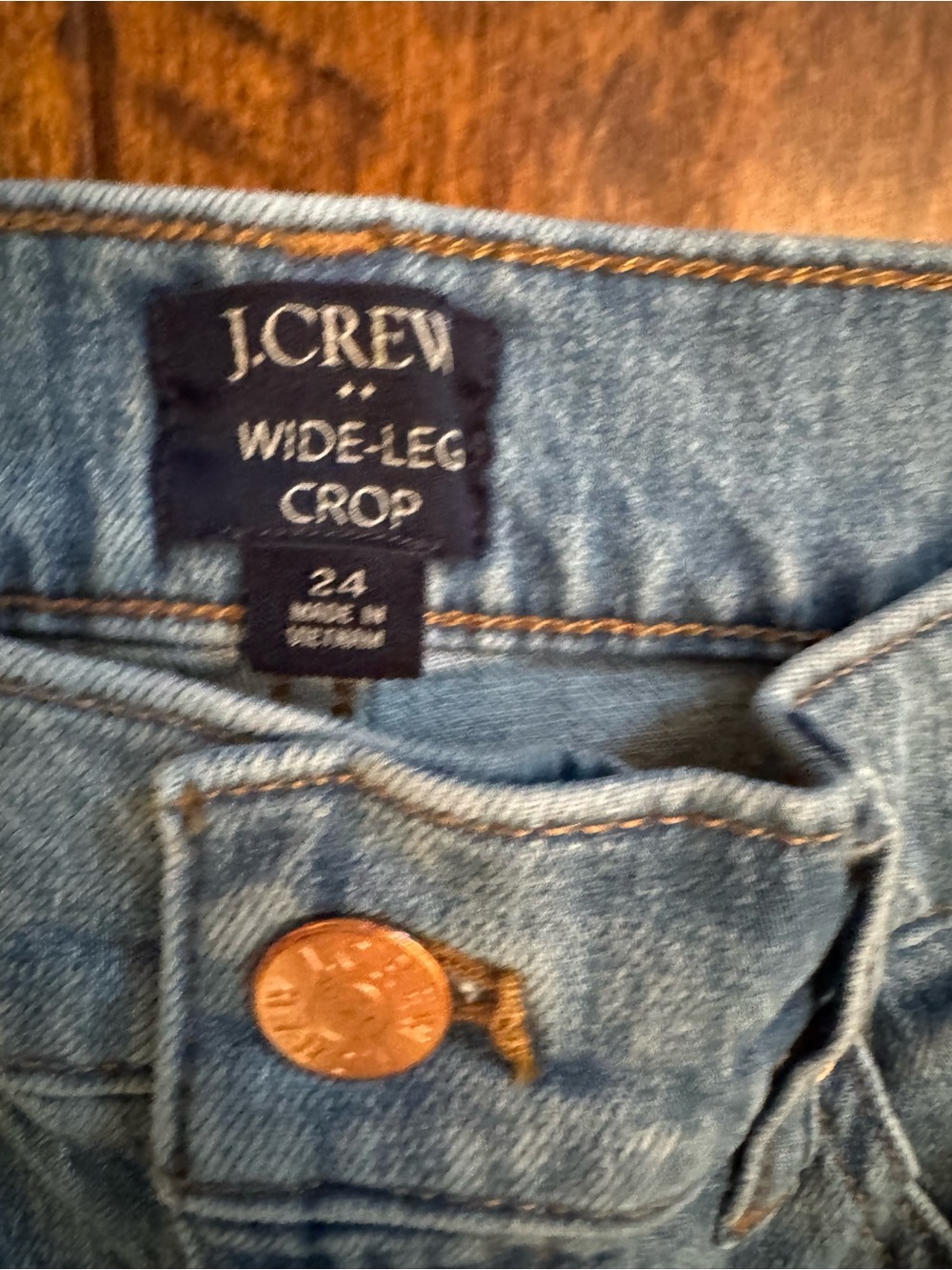 J. Crew wide leg raw hem cropped jeans Sz 24 waist 25 inseam light wash - Picture 3 of 8